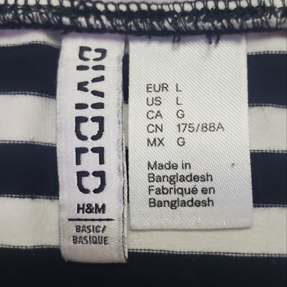 Divided, H&M Basic, Stretchy Bodycon Striped Mini Skirt, Large, Black & White - Picture 7 of 12